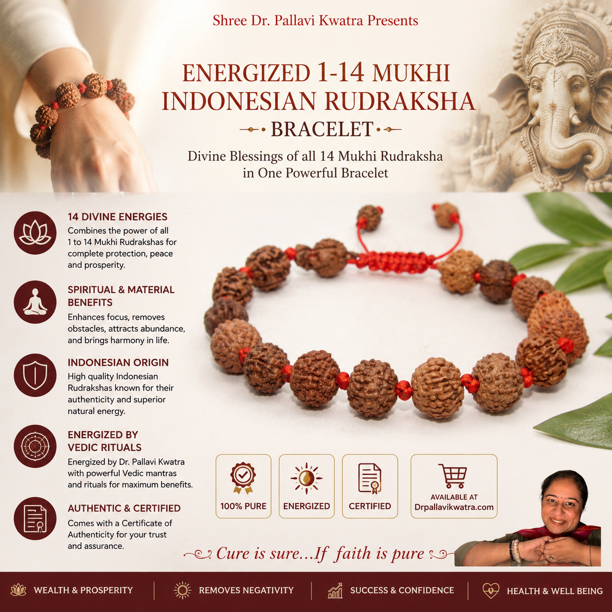 Energized 1-14 Mukhi Rudraksha (Ganesh, Gaurishankar)Bracelet