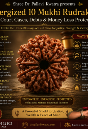 Energized 10 Mukhi Rudraksha for Court Cases, Money Loss