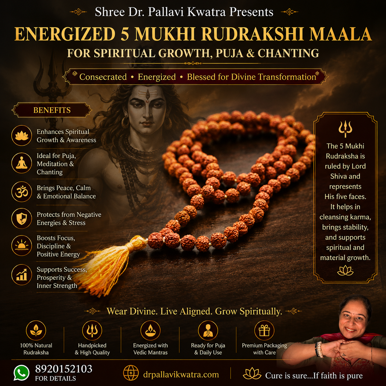 Energized 5 Mukhi Rudraksh Maala