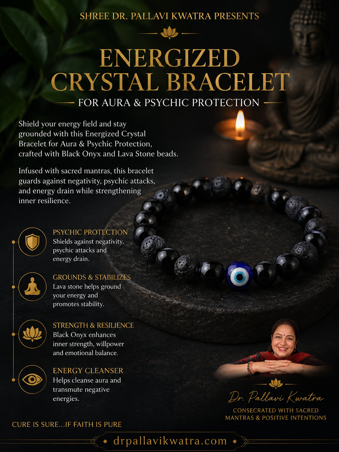 Energized Crystal Bracelet for Aura & Psychic Protection