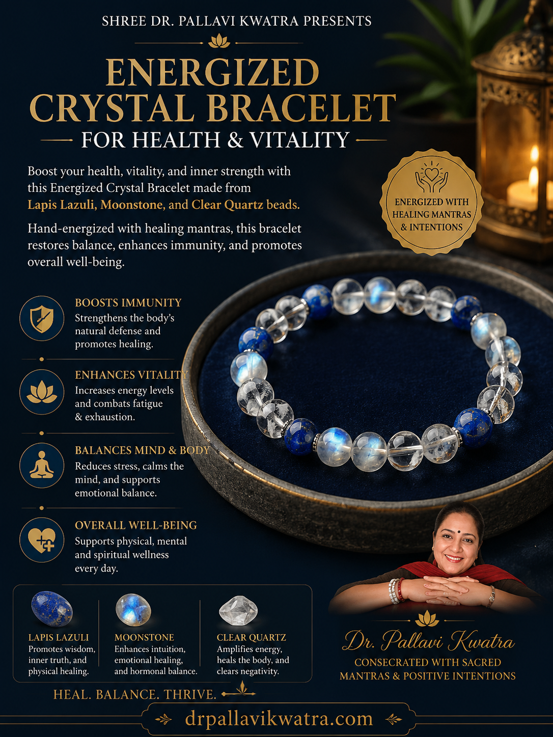 Energized Crystal Bracelet for Health & Vitality