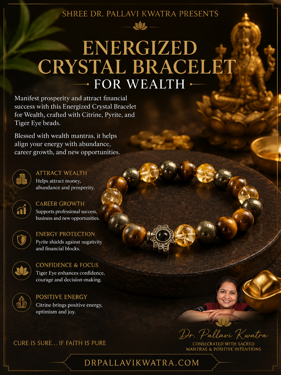 Energized Crystal Bracelet for Wealth