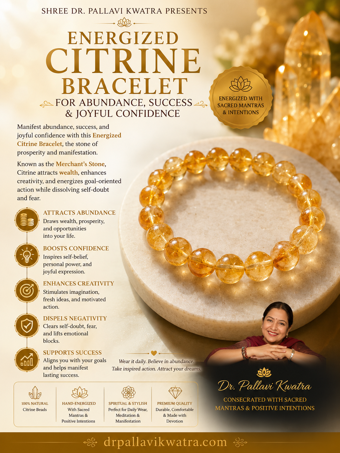 Energized Citrine Bracelet for Wealth & Success