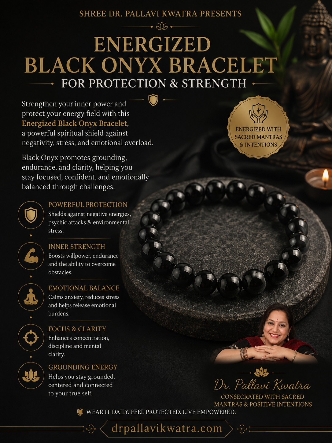 Energized Black Onyx Bracelet for Protection & Strength